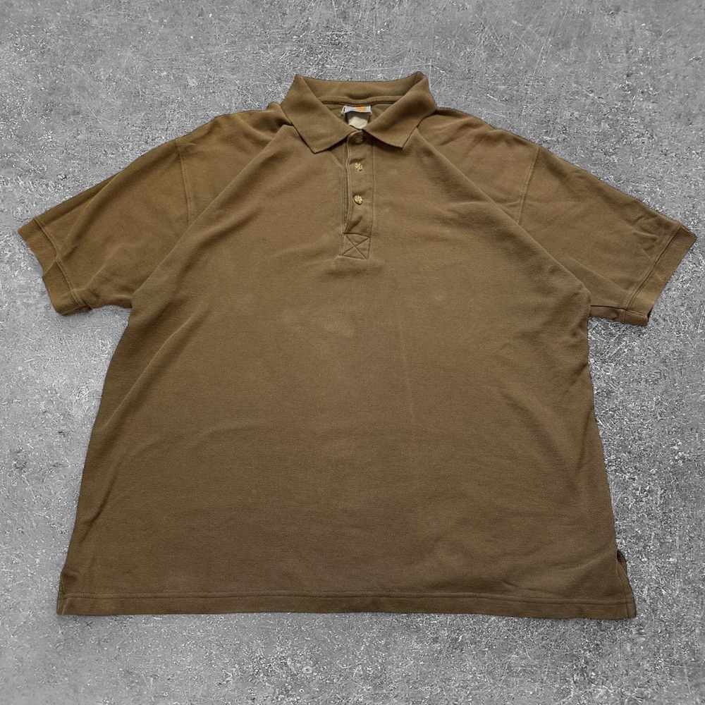 Carhartt Mens Brown Khaki Short Sleeve Workwear Pique Polo Shirt